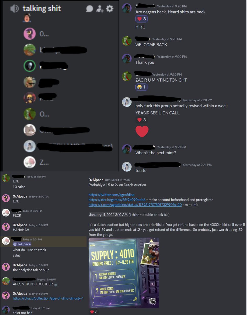 0xAlpaca (@0xalpaca_) on Twitter photo Got the old NFT friend group back into minting <a href="/ageofdino/">Age of Dino</a> as their first mint in like 6-12 months probably. Almost all of them got 1-2 each and in good profit ๐ฅณ Got the old NFT friend group back into minting <a href="/ageofdino/">Age of Dino</a> as their first mint in like 6-12 months probably. Almost all of them got 1-2 each and in good profit ๐ฅณ