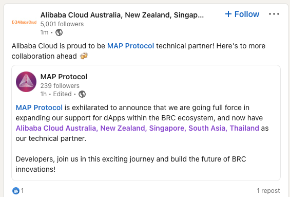 Say Hello to Alibaba Cloud -- MAP Protocol's Technical Partner!
➡️ linkedin.com/posts/alibaba-…