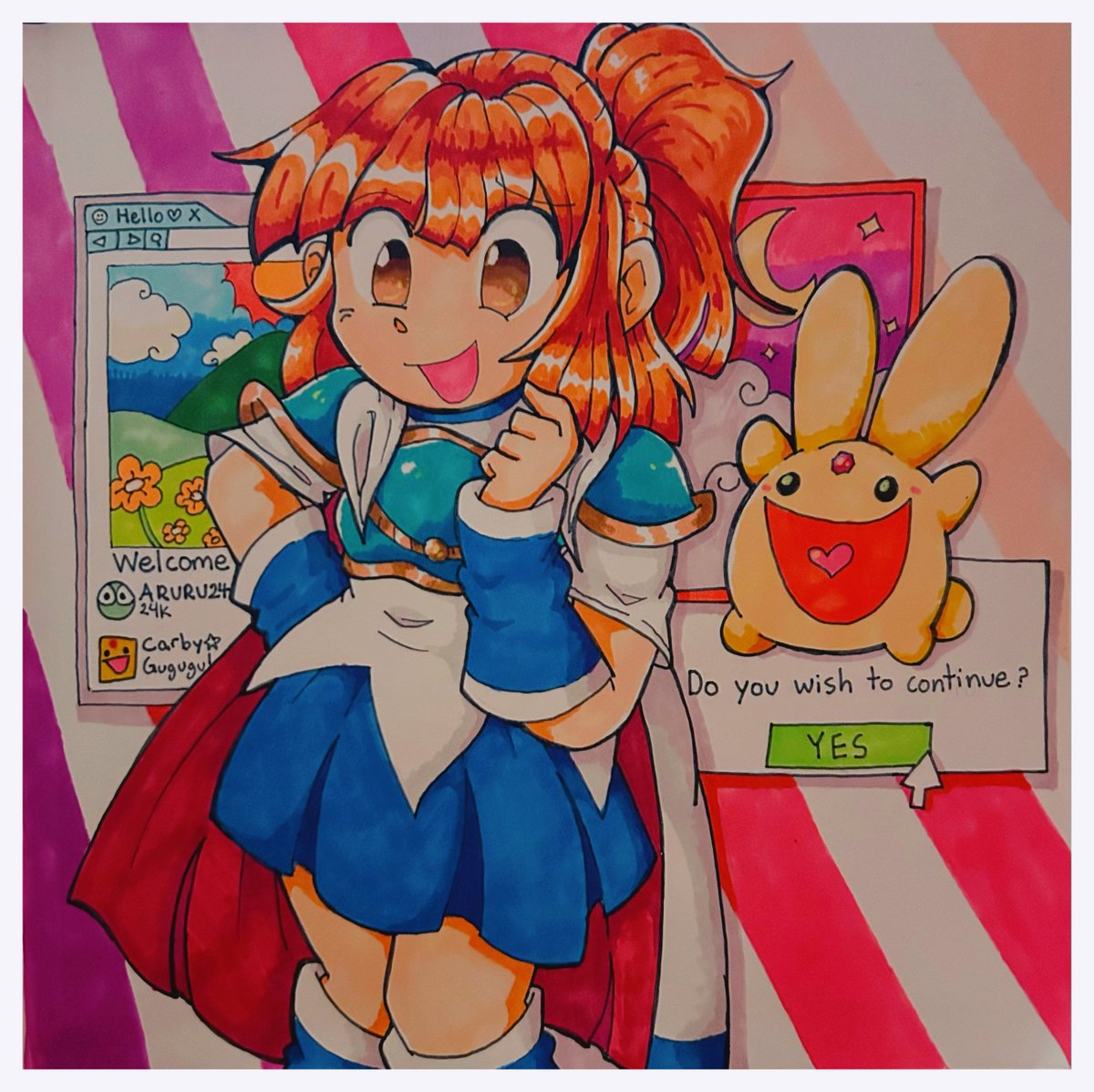 cosmicpopstar's tweet photo. traditional arle that i drew with dollar store markers lol https://t.co/S6Mah3as7l