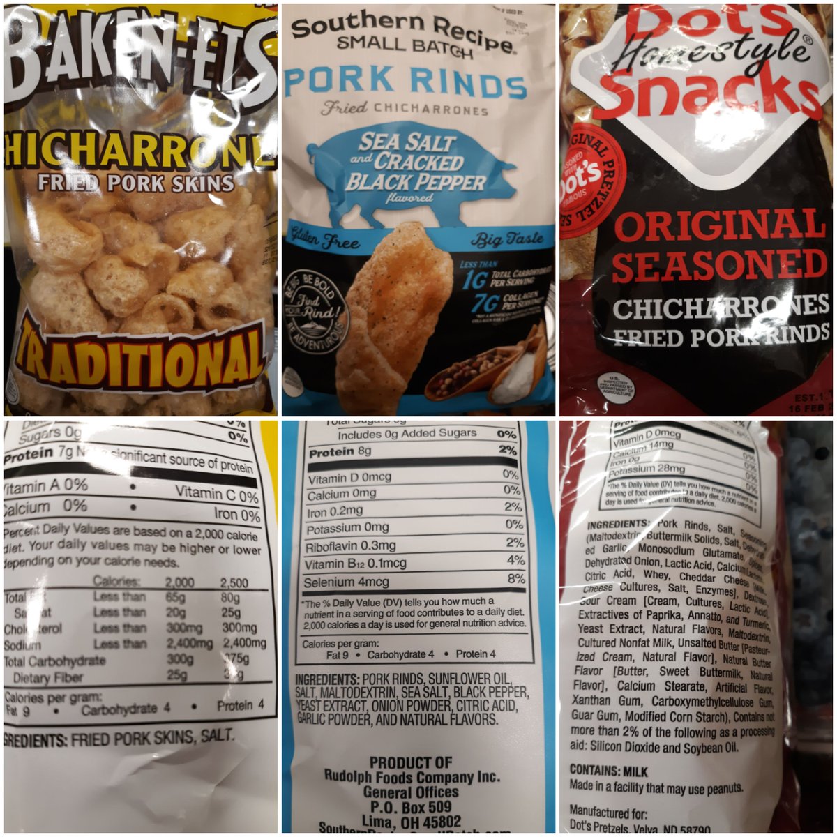 All Pork Rinds(Chicharrones) are not created equal. 

#1...2 ingredients fried in it's own fat
#2...Seed Oils & Maltodextrin
#3...30+ ingredients

If Pork Rinds are pork & salt, why does #2 & #3 even exist??
#WorldCarnivoreMonth #lchf #keto #nsng #meatheals #yes2meat