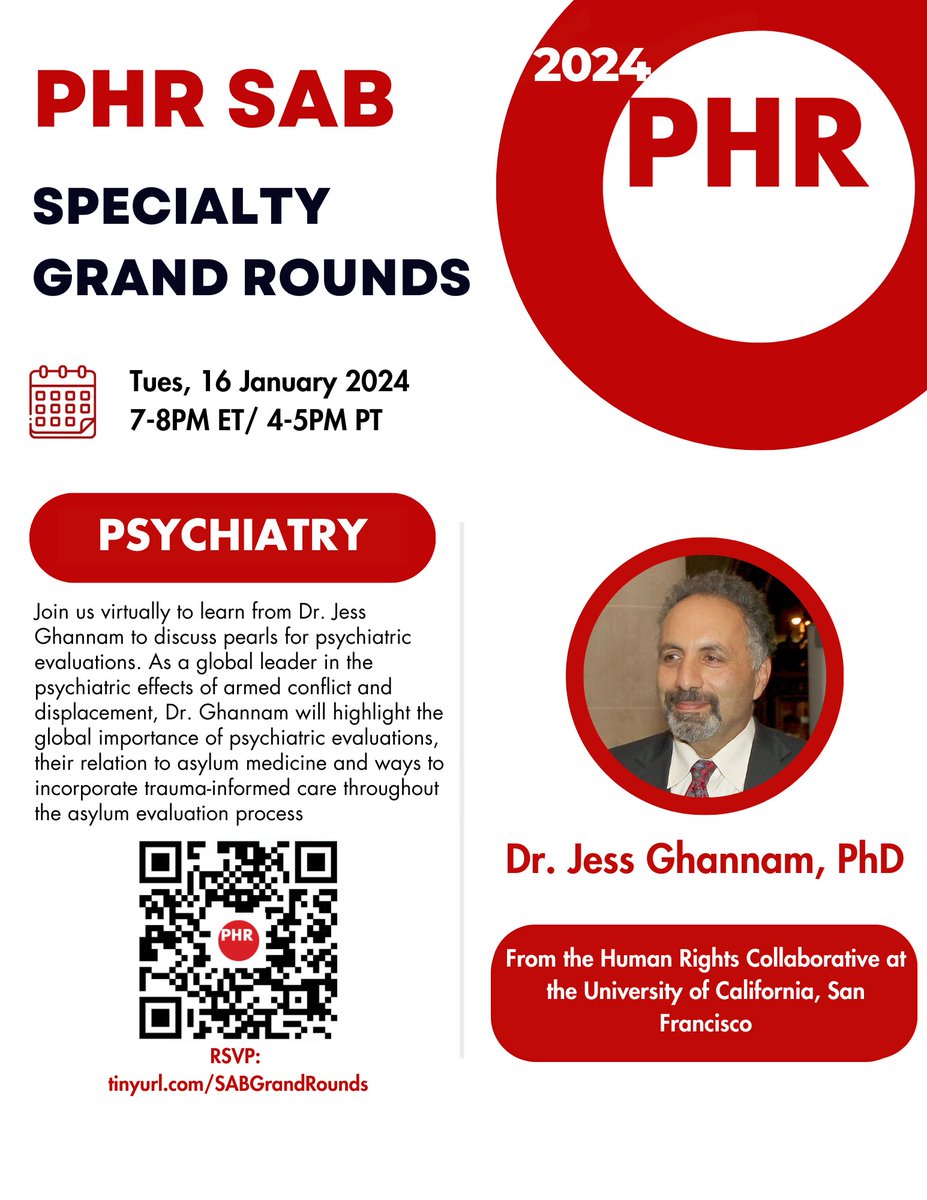 Come join us virtually on 1/16 for our Specialty Grand Rounds! This edition: Psychiatry. Register now at: tinyurl.com/SABGrandRounds