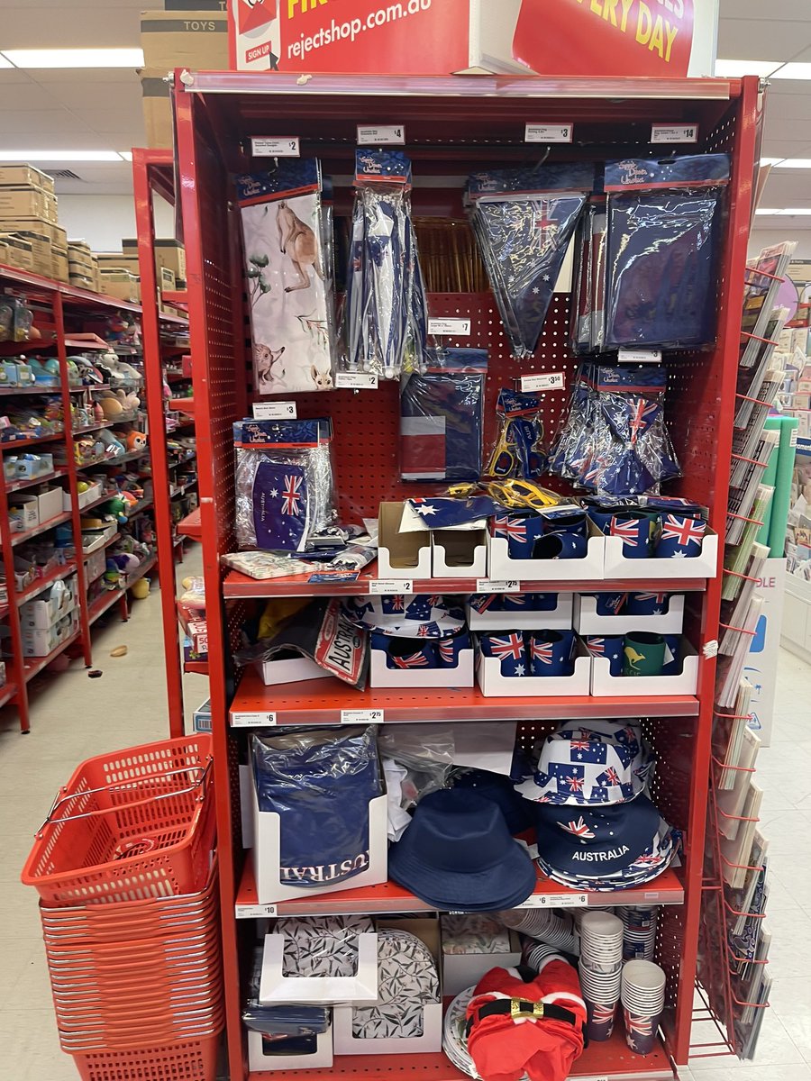 Well done <a href="/TheRejectShop/">The Reject Shop</a> Thank you for letting us celebrate Australia Day!
Fuck you <a href="/woolworths/">Woolworths</a> <a href="/BIGW/">BIGW</a> <a href="/Kmart_Australia/">Kmart Australia Ltd</a>
