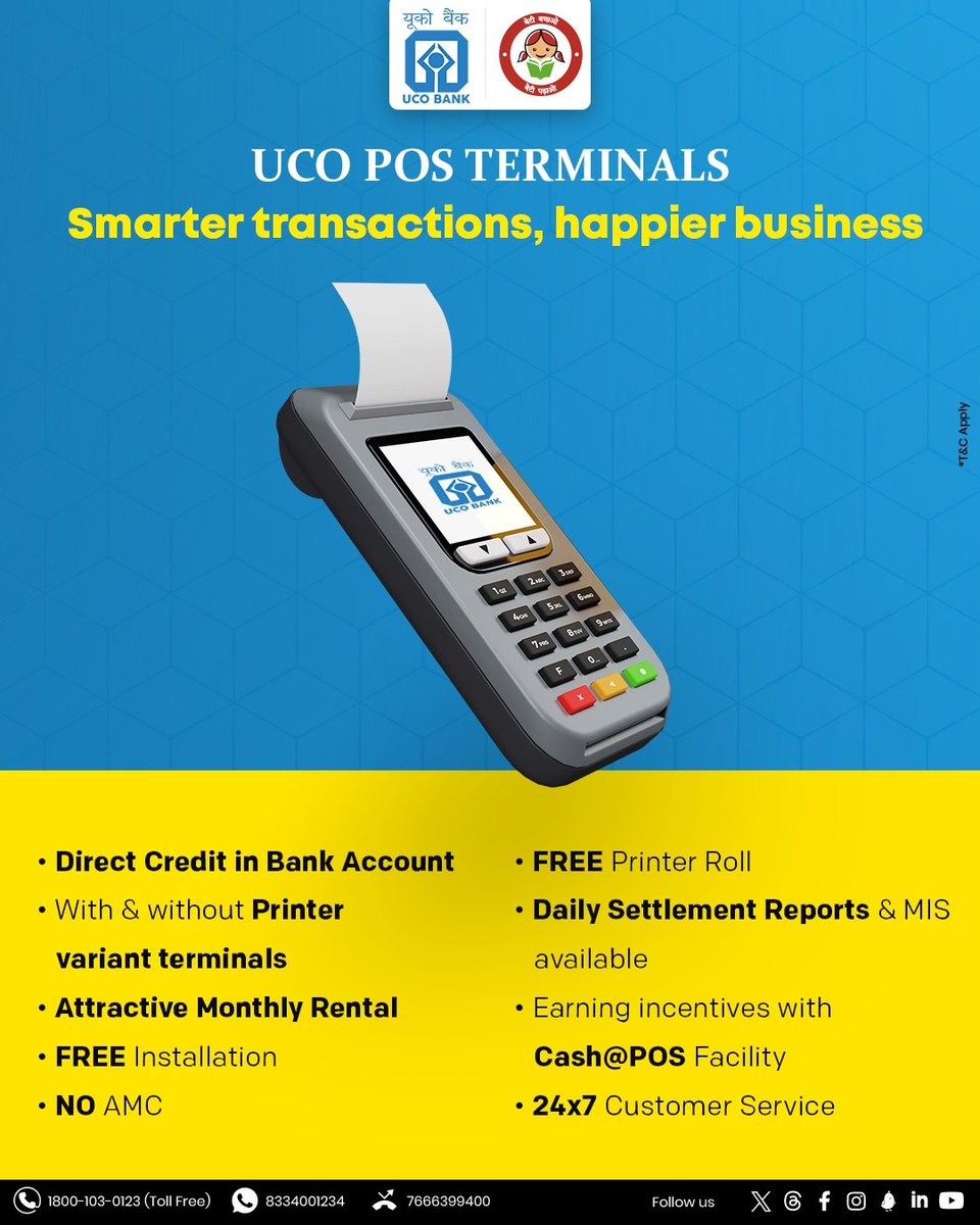 Tap into convenience: POS #Transactions that are quick, easy, and secure. #UCOPOSTerminals #Banking #Finance #UCOFoundationDay #FoundationDay #UCOTURNS81