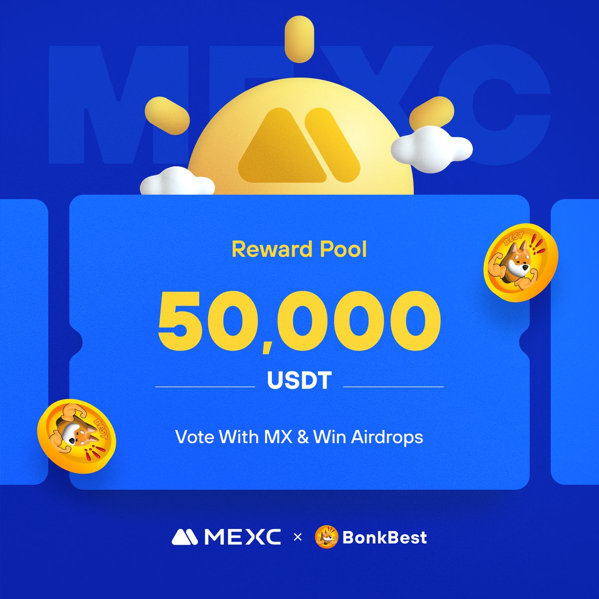 MEXC's tweet photo. .@BonkBesteth, a meme coin on Ethereum, is coming to #MEXCKickstarter 🚀 

🗳Vote with $MX to share massive airdrops
📈 $BONKBEST Voting Period: 2024-01-11 04:00 to 2024-01-12 03:50 (UTC) 

Details: https://t.co/Xw1iiDuk4B https://t.co/GEfnLJg2k0