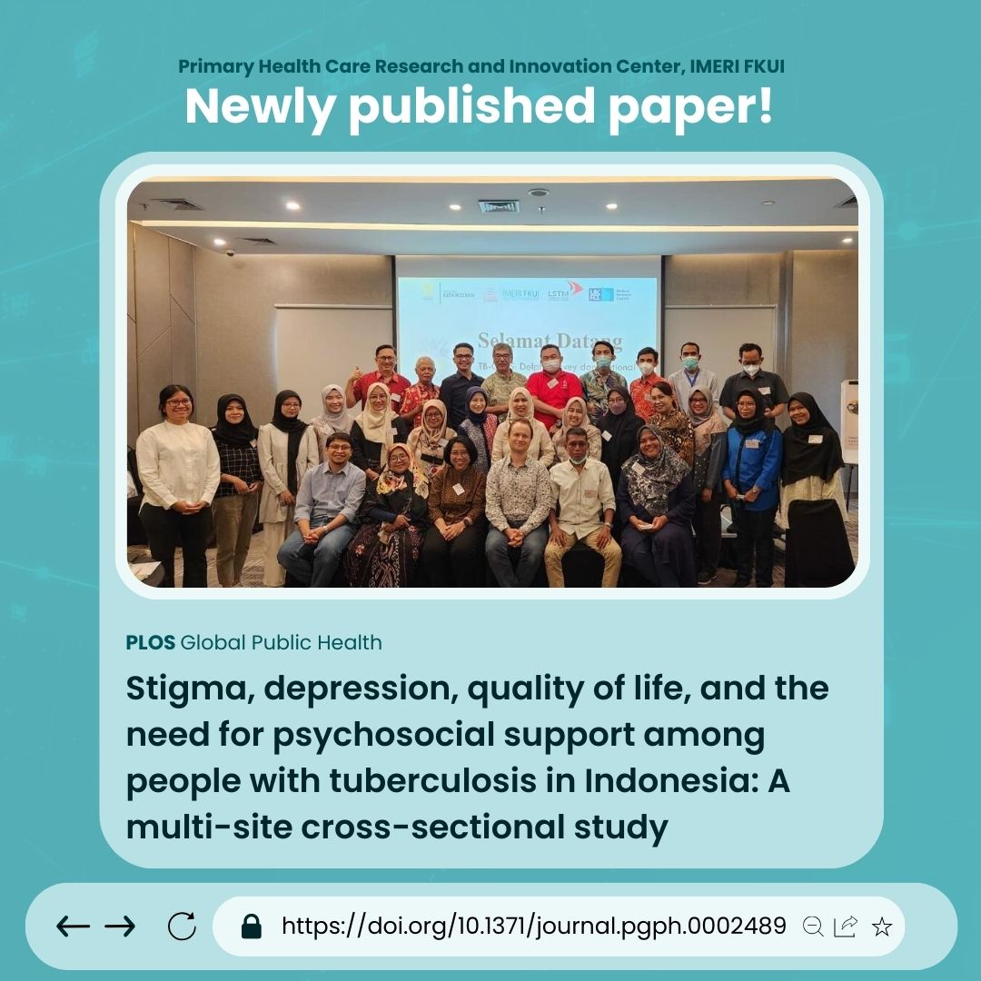 Tuberculosis STIGMA is still HIGH, and it is related to depression and reduced quality of life!

Our study in Indonesia, led by @AhmadFuady01 and @DrTomWingfield , newly published at @PLOSGPH , highlights this association.  

Full article is here: journals.plos.org/globalpubliche…
