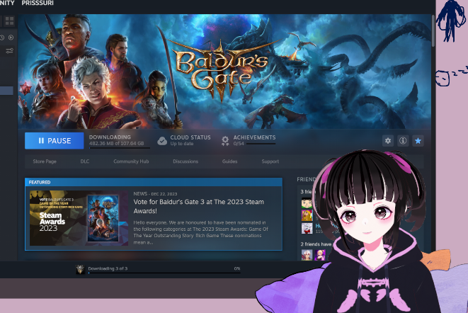 PrissSuriVtuber's tweet photo. gonna be planning to play baldurs gate 3 because i heard how fun they are to play damn the download going to take a while to finish lol #planningtoplay #baldursgate3 #ihopeitsafungametoplay #yippeeeeee #dndgame #Vtuber https://t.co/SZIUwoKe7L