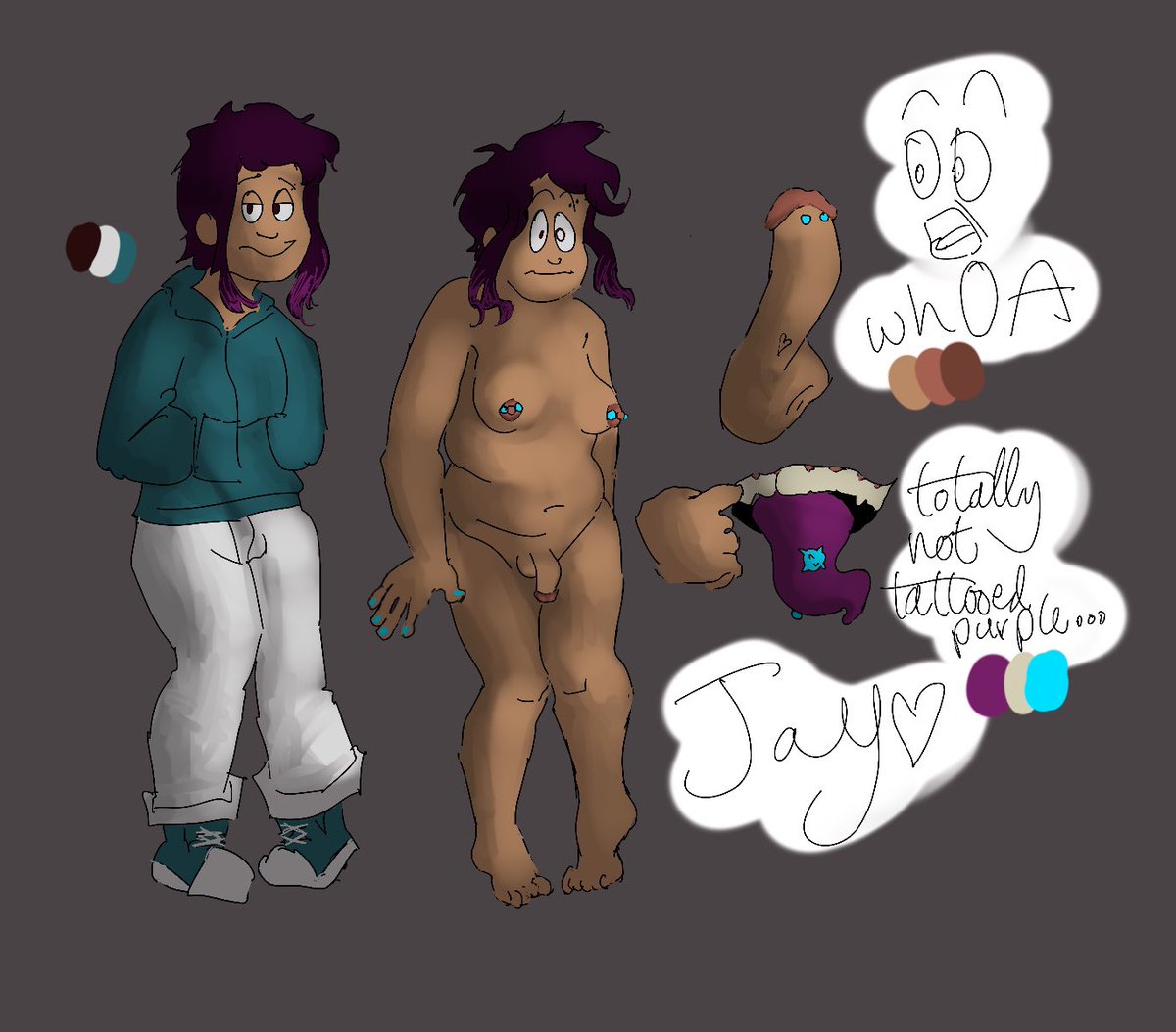 JaysWaterfall's tweet photo. Character reference sheet for Jay, my current persona :3 #nsfwartist #undertail ik the shading is lazy dw about it LMAO https://t.co/YzzkmNYuF9