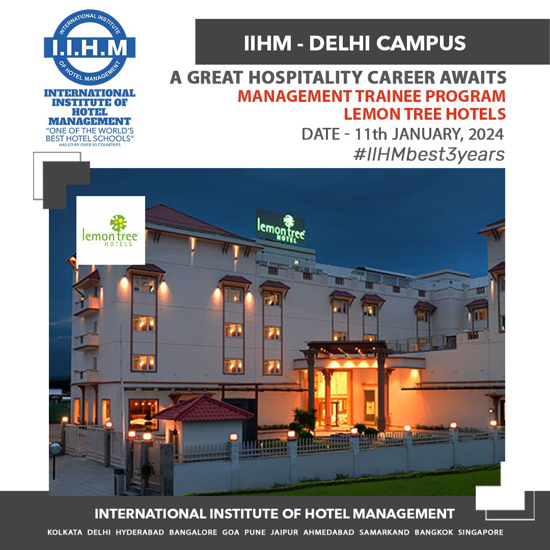 delhi_iihm's tweet image. Wishing students of #iihmdelhi Batch 2021-24 Good Luck for campus #recruitment drive with Lemon Tree Hotels for Management Trainee Program.

#placement2023  #IIHMHotelSchools
#iihmdelhi #hospitalityjobs
#iihmbest3years #lemontree @lemontreehotels