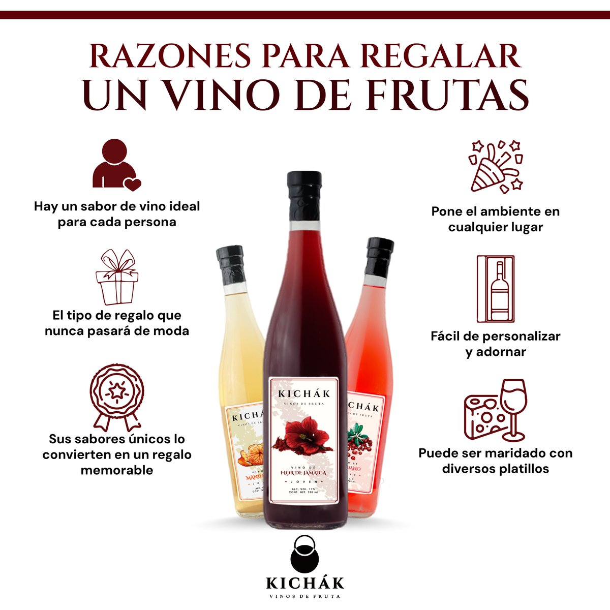 KichakVinos's tweet photo. VINOS DE FRUTA: EL REGALO PERFECTO... 🎁

¿Buscas sorprender a tus seres queridos con un regalo único y delicioso? ¡Nuestros vinos son la opción ideal para esos momentos inolvidables! 🥂

Etiqueta a la persona con la que compartirías esta botella. 🍾👫

#Kichák #VinosDeFruta https://t.co/cEUrO1cGsf