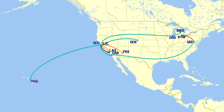 'Personal Log for 2023' is today's Featured Map on gcmap.com. (Permalink: gcmap.com/featured/20240…) #avgeek @Delta @JetBlue @SouthwestAir @united