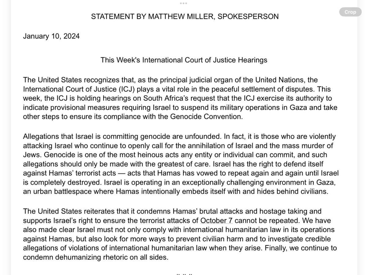 lrozen's tweet image. State on International Court of Justice hearings on Israel/Gaza