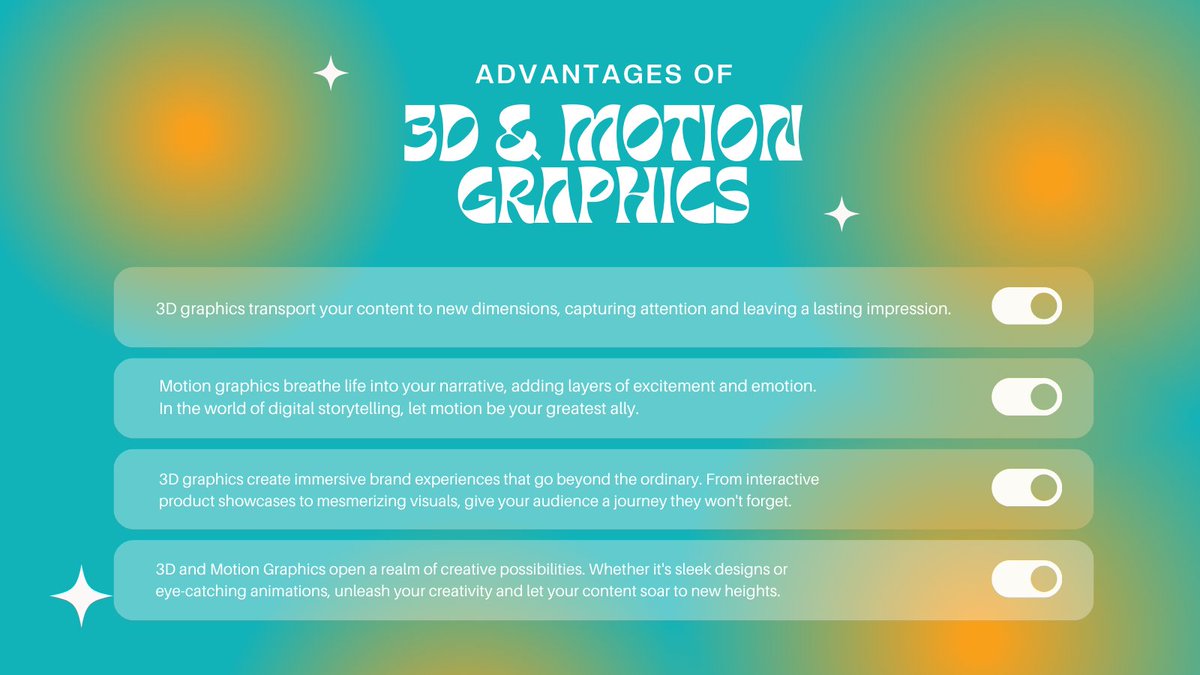 Advantages abound in the realm of 3D and motion graphics – captivating visuals, dynamic storytelling, and a canvas that knows no limits. 🎥🌈 #ElevateWith3DMotion #ImaginationInMotion #LimitlessCanvas #VisualSymphony #Digitalinnov