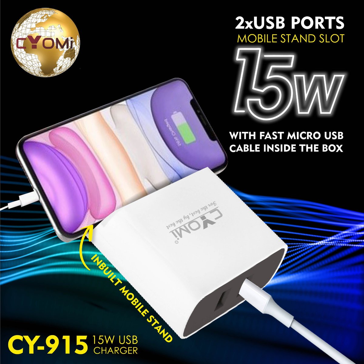 Are you ready for hassle-free charging? 
Drop a 'YES' if you're tempted by the CY-915 15W USB Charger! ✨

#Cyomi #CY915 #ChargingSimplified #TechInnovation #ConvenientCharging #GadgetLover #SmartTech #USBCharger #PowerUp