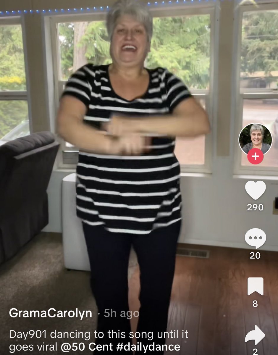 CWompus's tweet photo. Shoutout to TikTok user GramaCarolyn for making a video dancing to @50cent’s hit single “Disco Inferno” every day for over 900 days in a row #shoutoutweek https://t.co/eHa6AQsyNe