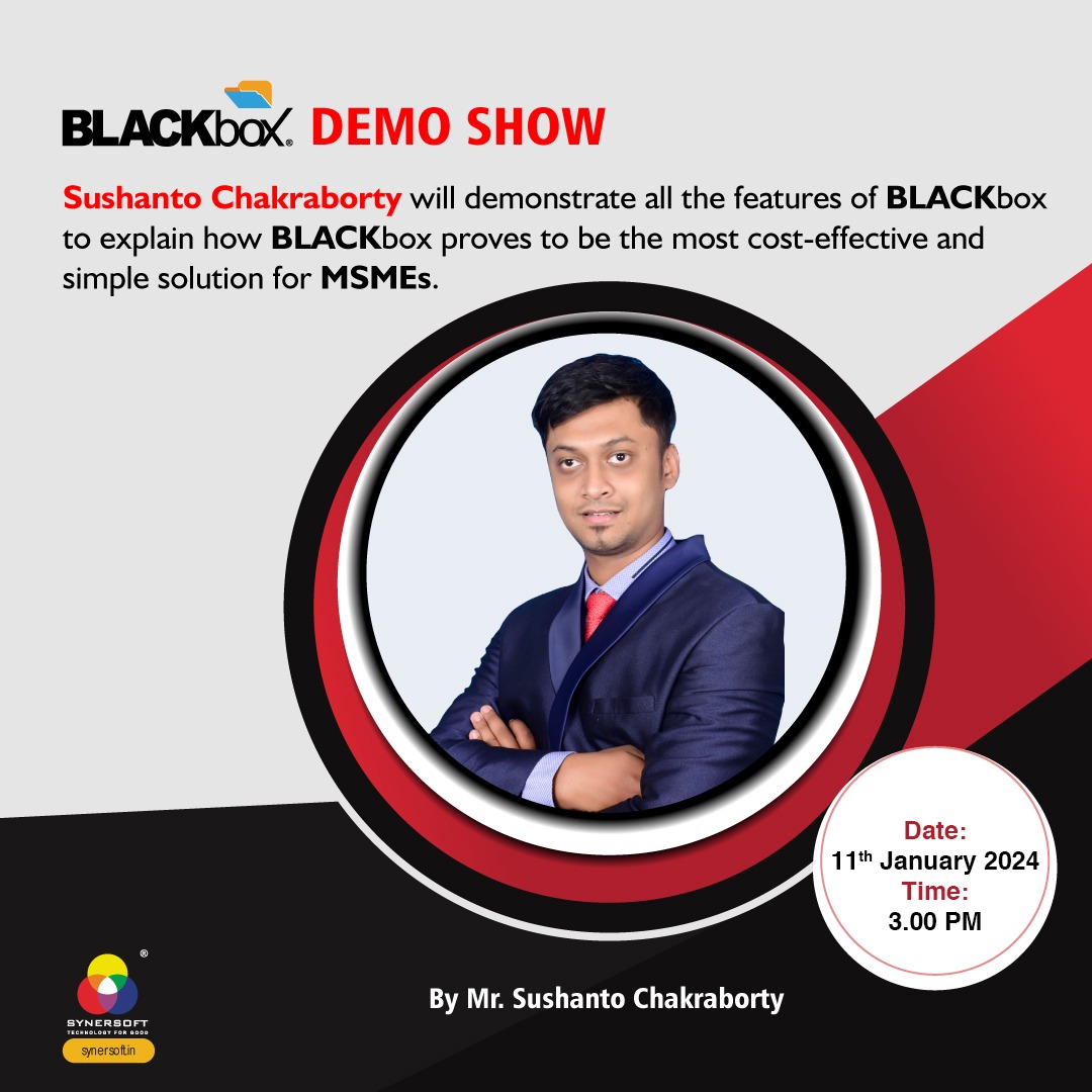 SynersoftTech's tweet image. 🚀 Join us today for the BLACKbox Demo Show by Mr. Sushanto Chakraborty! 🌐💼 Explore the power of BLACKbox with real-time demonstrations. 
🗓 Date: 11th January 2024 🕒 Time: 3:00 pm
Register now to witness the future of cybersecurity: us06web.zoom.us/webinar/regist… #BLACKboxDemo