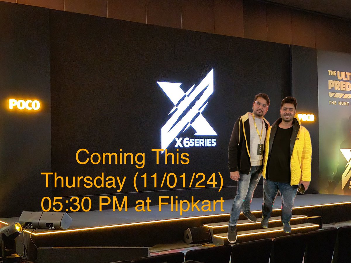 GDTechvfm's tweet photo. POCO X6 & X6 Pro 5G Coming Soon at Flipkart (11/01/24 Thursday 5.30PM) Stay Tuned Guys
Live Launching Link - https://t.co/SDr7IXtWCS
#UltimatePredator is coming today at 5:30pm.
THE HYPE IS REAL! Join us #POCOX6Series
#POCOX6 #POCOX6Pro @IndiaPOCO @Himanshu_POCO https://t.co/O0J4kRKUJg