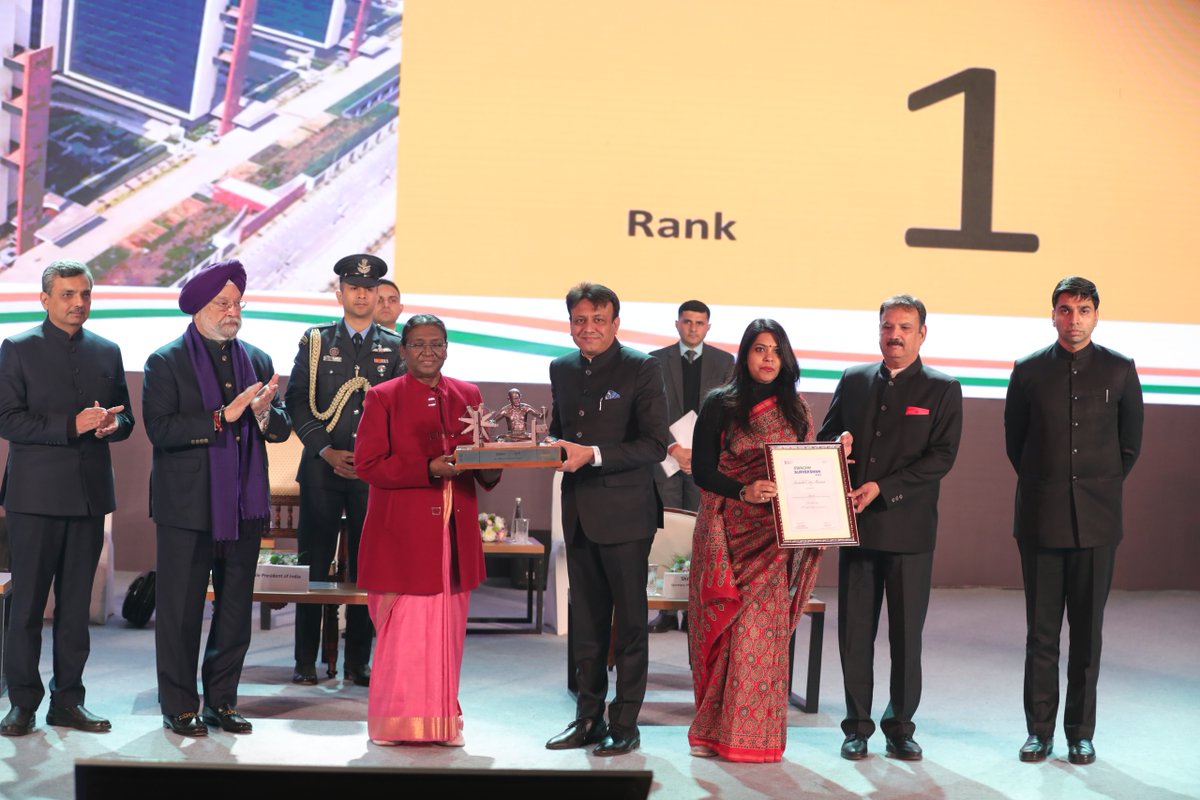 MySuratMySMC's tweet photo. Surat has attained a noteworthy milestone, claiming  top spot as Cleanest City in India in Swachh Survekshan 2023. This exceptional accomplishment stands as a testament to the unwavering support of the citizens of Surat &amp; relentless efforts by Team SMC. 

Congratulations to all ! https://t.co/rYbSZlBuuR