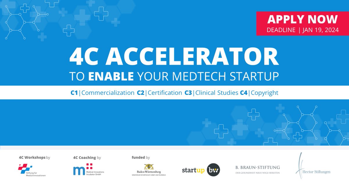 Steinbeis (@steinbeisglobal) on Twitter photo 🩺Der #4C Accelerator fördert Innovationen in der #Medizintechnik und bietet #MedTech-Startups Coachings und Workshops.
📝Hier bis 19. Januar bewerben: mi-incubator.com/de/4c-accelera…
ℹ️#Steinbeis ist Teil des Idea Evaluation Board.
<a href="/mi_incubator/">Medical Innovations Incubator</a> <a href="/WM_BW/">Wirtschaftsministerium BW</a> <a href="/Startup_BW/">Start-up BW</a> 🩺Der #4C Accelerator fördert Innovationen in der #Medizintechnik und bietet #MedTech-Startups Coachings und Workshops.
📝Hier bis 19. Januar bewerben: mi-incubator.com/de/4c-accelera…
ℹ️#Steinbeis ist Teil des Idea Evaluation Board.
<a href="/mi_incubator/">Medical Innovations Incubator</a> <a href="/WM_BW/">Wirtschaftsministerium BW</a> <a href="/Startup_BW/">Start-up BW</a>