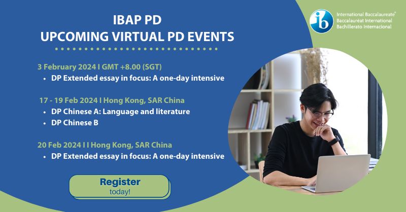 Discover PD opportunities which engage educators and leaders in rich learning experiences with our upcoming featured workshops: Virtual (GMT+8): bit.ly/3TURXas 17 – 19 Feb: bit.ly/4aSGVIH 20 Feb: bit.ly/3TX4ZUW #IB #dp