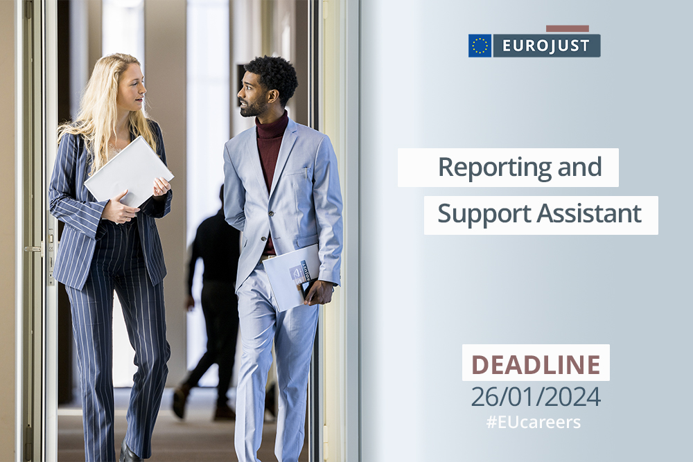 🇪🇺⚖️ We're #hiring! 💼

This is your chance to join #TeamEurojust and support our mission of criminal justice across borders:

📅 Apply by 26 January as our new Reporting and Support Assistant!

Visit our website for all details:
👉 europa.eu/!9Hq3Kb

#EUjobs #EUcareers