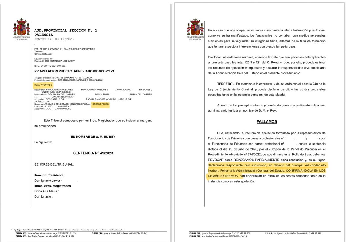 tu_abandono's tweet photo. ⚖️ #Justicia | IMPORTANTE VICTORIA JUDICIAL de TAMPM a la Administración del Estado gracias a su Gabinete Jurídico @sancheznavarr_ @RaquelSanchezN1 en la Reclamación de la Responsabilidad Civil Subsidiaria tras el delito de ATENTADO perpetrado por un interno a Funcionarios de Prisiones 

👏🏼👏🏼 La Audiencia Provincial de Palencia ha fallado A FAVOR de los CINCO FUNCIONARIOS de prisiones que sufrieron las brutales agresiones de «IGOR EL RUSO» en la prisión de Dueñas

👉🏼 Lo que El Estado se negaba a abonarnos subsidiariamente en primera instancia, ha tenido que claudicar y reconocer SU RESPONSABILIDAD tras Apelación en la Audiencia Provincial

👉🏼 Se ha hecho JUSTICIA con esta agresión tan GRAVE que sufrieron los compañeros‼️

#TAMPM 🏴