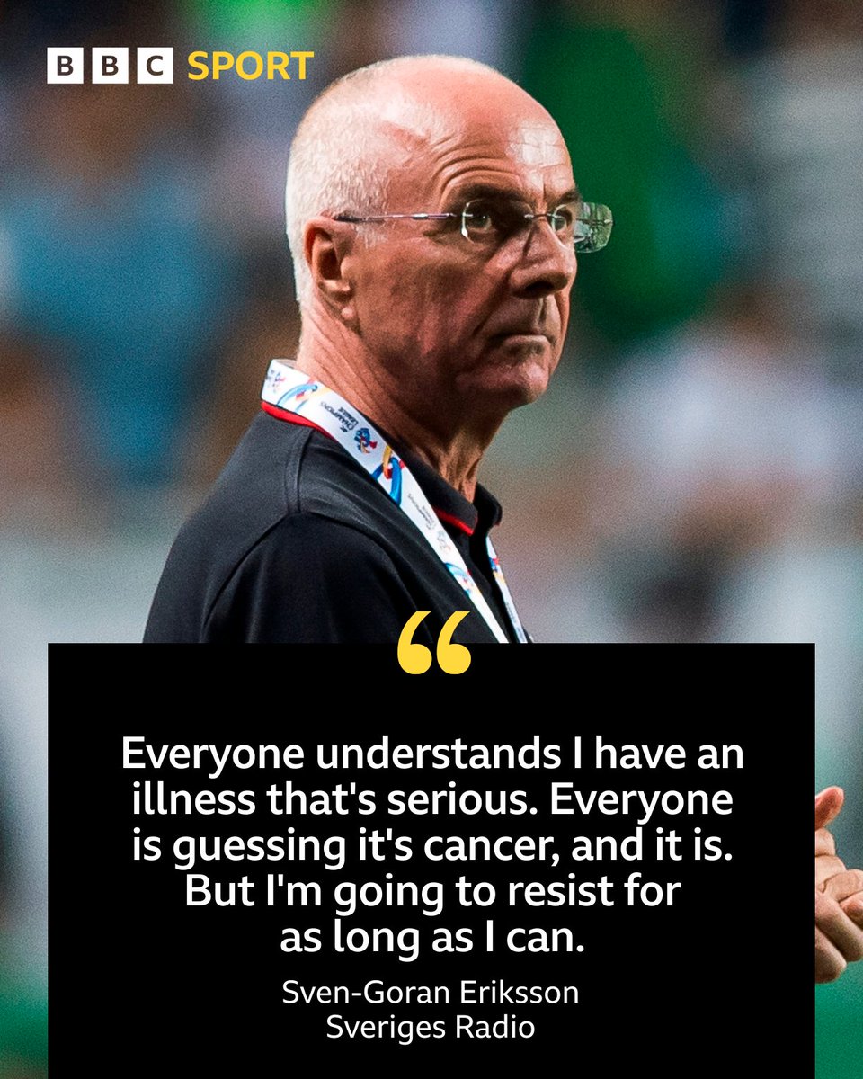 BBCSport's tweet image. Awful, awful news.

Sven-Goran Eriksson says he has "best case a year" to live.