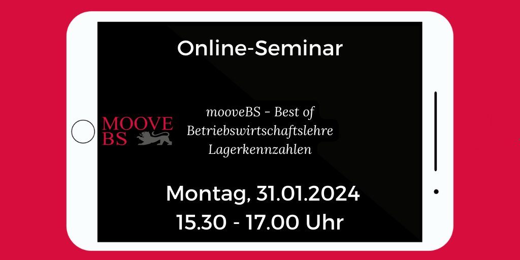 MooveBs's tweet photo. BWL-Lehrkräfte augepasst! 
Zum neu veröffentlichten mooveBS-Kurs: Lagerkennzahlen findet am 31.01.2024 ein Online-Seminar statt! 
#edubw #twlz #bwl #moodle @Bot_Moodlebande  
https://t.co/0wDuXdLpeF https://t.co/Wez2PkGMYO