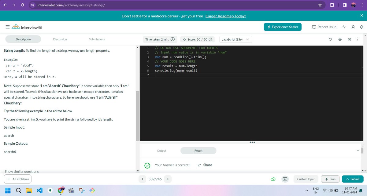 Shalinis_134's tweet photo. Hello everyone, I have completed #Day010 of #365DaysofCode Challenge with
@scaler_official
Today I solved the question - JavaScript Strings. Scaler discord community link:- https://t.co/s1j9FUDmIE……………………… #scalerdiscord #codewithscaler #365daysofcodescaler https://t.co/XeDJ1nofa7