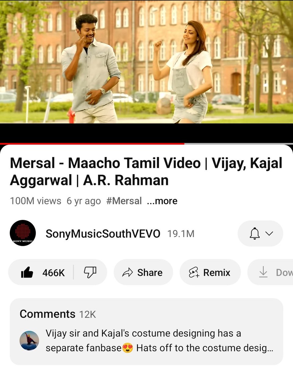 Mersal_Ranjith1's tweet photo. #Maacho Video Song Reached 100Million Views on Youtube 😍🔥

#TheGreatestOfAllTime #GOAT
@actorvijay @MsKajalAggarwal 
#ThalapathyVijay #KajalAggarwal https://t.co/LbCAmzFwXE