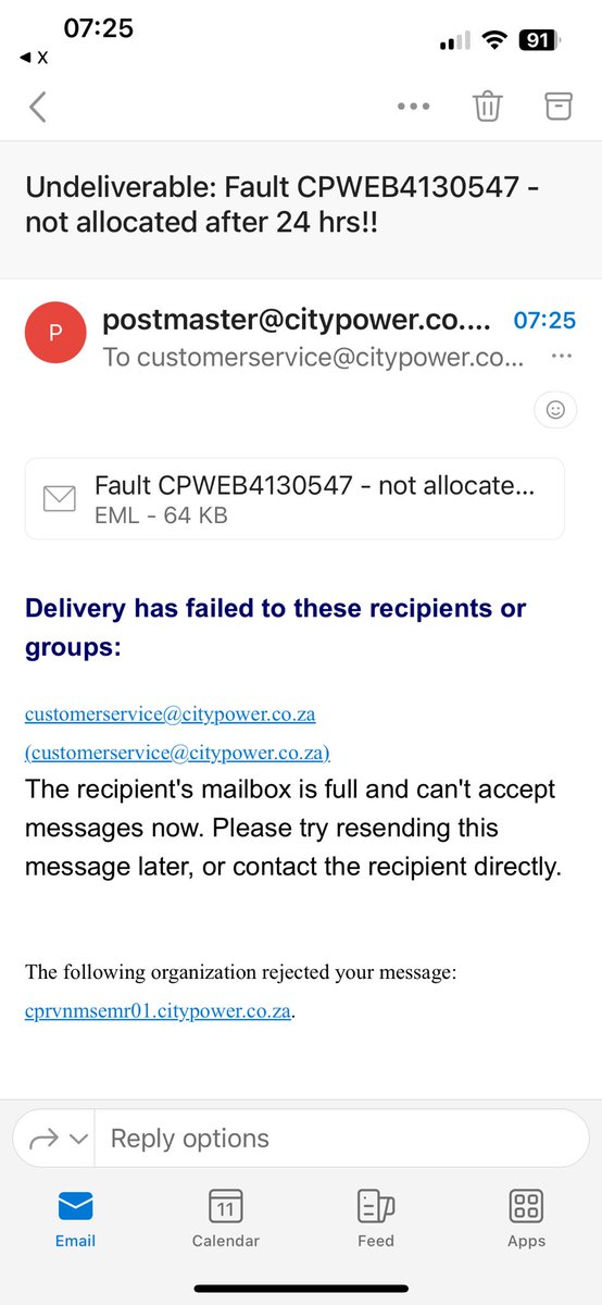 madala73's tweet photo. What a joke - customer service mailbox is full, message can’t be delivered. https://t.co/F1rZsI3LLR