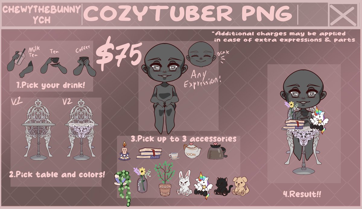 ChewyTheBunny's tweet photo. NEW YCH PNGTUBER BABES WAKE UP!
It's tea time! ☕️
Are you a cozy vtuber or streamer looking for a casual vibe? Whether you want something for just chatting or to fit an aesthetic please consider my ych!

Dm for interest! 

#Vtuber | #VTuberUprising | #YCH https://t.co/lKLWu0HMck