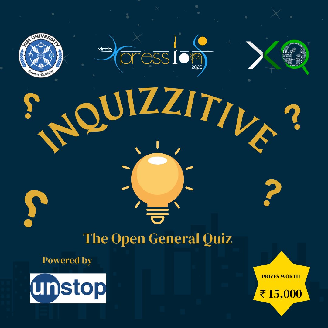 XQuizzite beckons you to a whirlwind of trivia and ₹15,000 worth of bragging rights with its annual flagship event -Inquizzitive-The open General Quiz, as part of Xpressions' 23, the annual management cultural fest of XIMB. Don't miss out, register now!
#Xpressions23 #XIMB #quiz