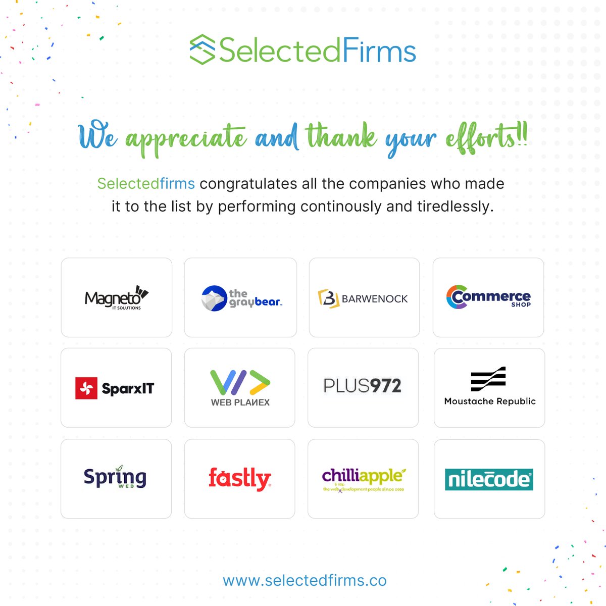 SelectedFirms sends shoutouts to all the top Magneto Development Companies in the United States of America: bit.ly/41OtOEt 

Congratulations!

🎯 <a href="/magnetoit/">Magneto IT Solutions</a>  
🎯 The Gray Bear
🎯 <a href="/BarwenockLLC/">Barwenock LLC</a> 
🎯 <a href="/TheCommerceShop/">The Commerce Shop</a> 
🎯 <a href="/TeamSparxIT/">SparxIT</a> 
🎯 <a href="/webplanex/">WebPlanex</a>