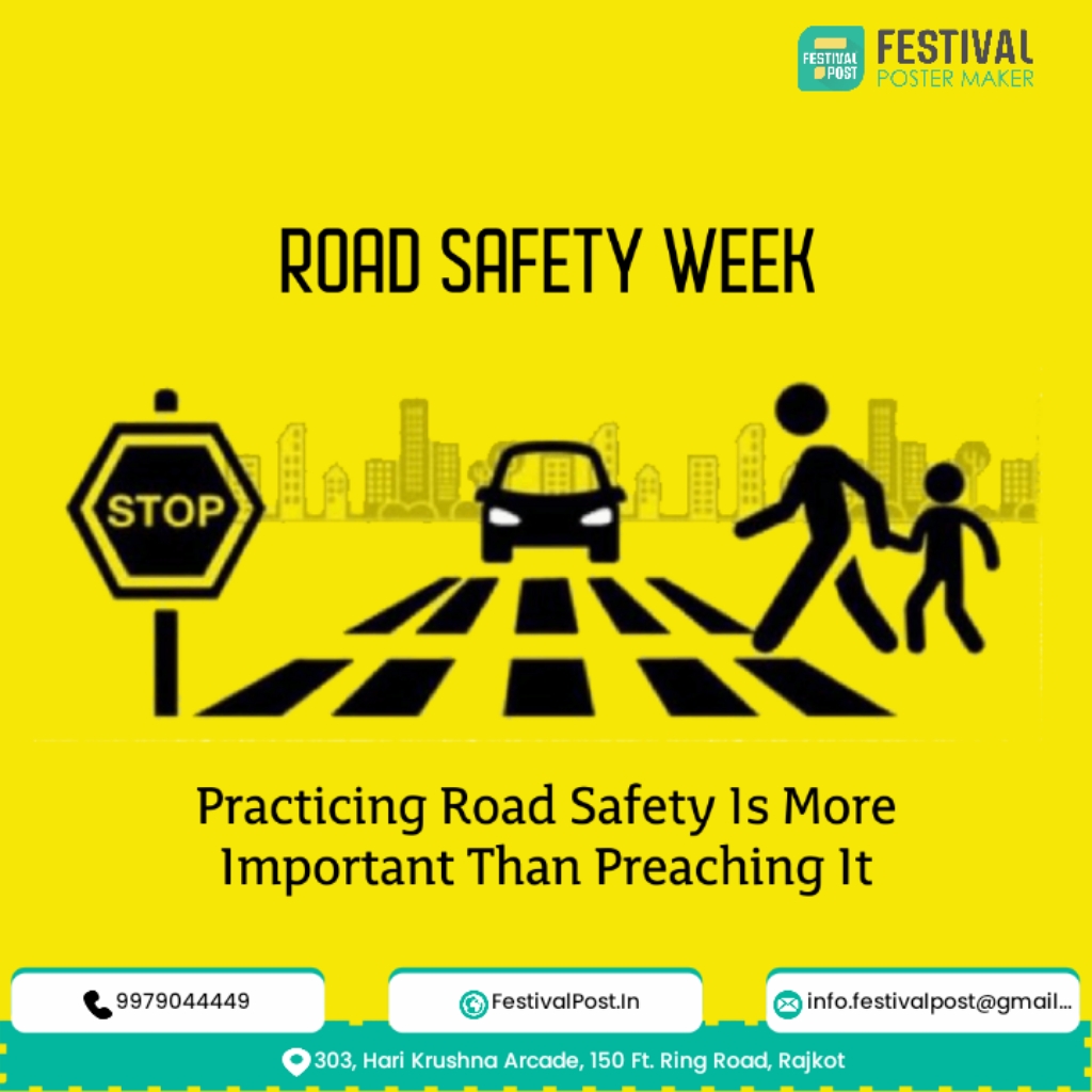 We Road Safety Week Slow Down for a Happy Town

Download the #festivalpost app to create #RoadSafetyWeekPoster

Android - shorturl.at/zDPZ7
iPhone - apps.apple.com/in/app/festiva…

#RoadSafetyWeek
#SlowDownSaveLives
#RoadSafetyMatters
#drivesafely
#ridesafe
#roadsafetytips