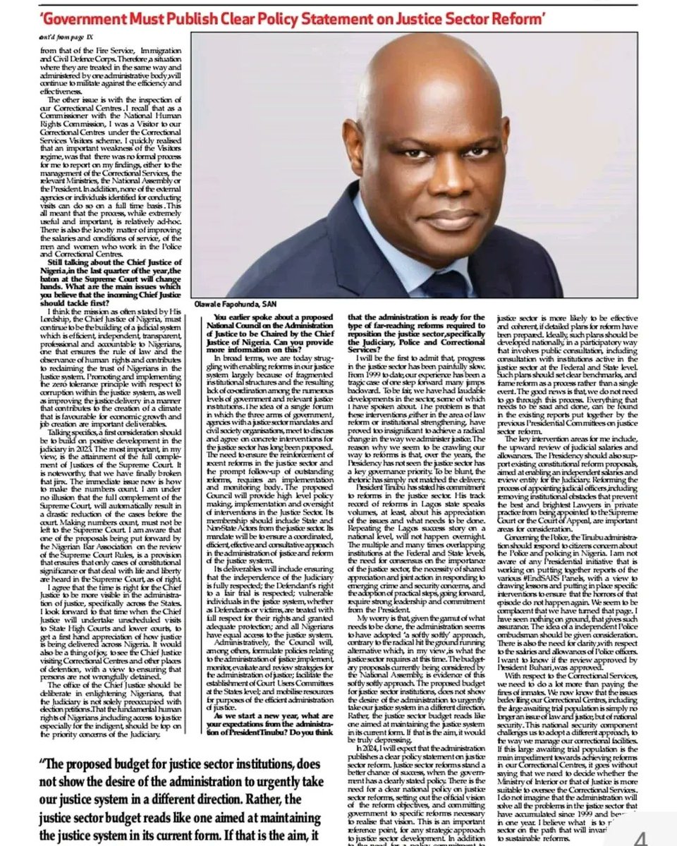 Recently, I shared my views on the state of our justice sector with @thisdayliveofficial. Click this link for full access to the interview.

thisdaylive.com/index.php/2024…

#theolawalefapohunda #justicesectorreform #justice #judicialremuneration