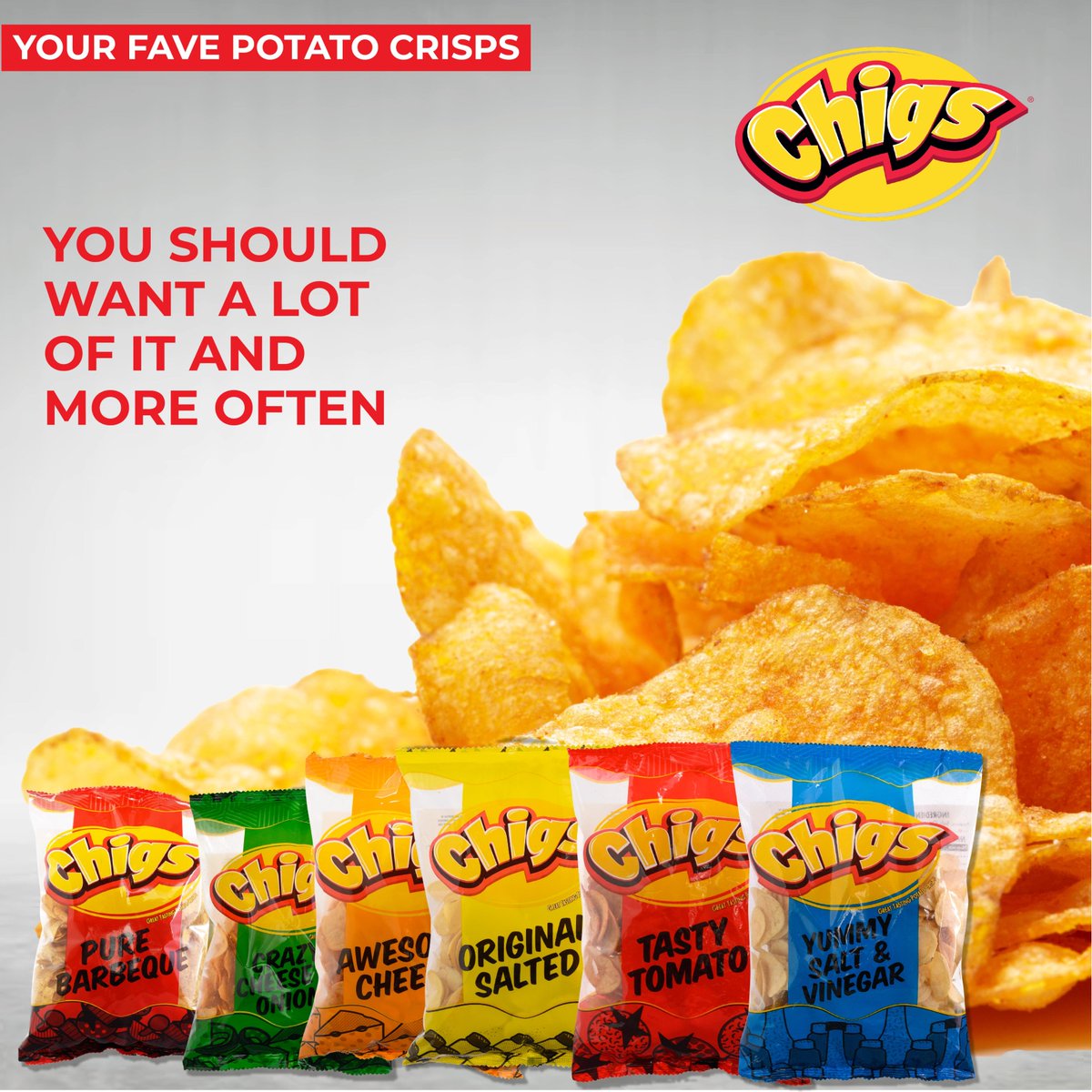 FlameTreeGroup's tweet image. 📷Thin and crispy Chigs potato crisps,  perfectly salted without being too little or too much, and they're the ideal for any occasion.📷
Available in all supermarkets near you!