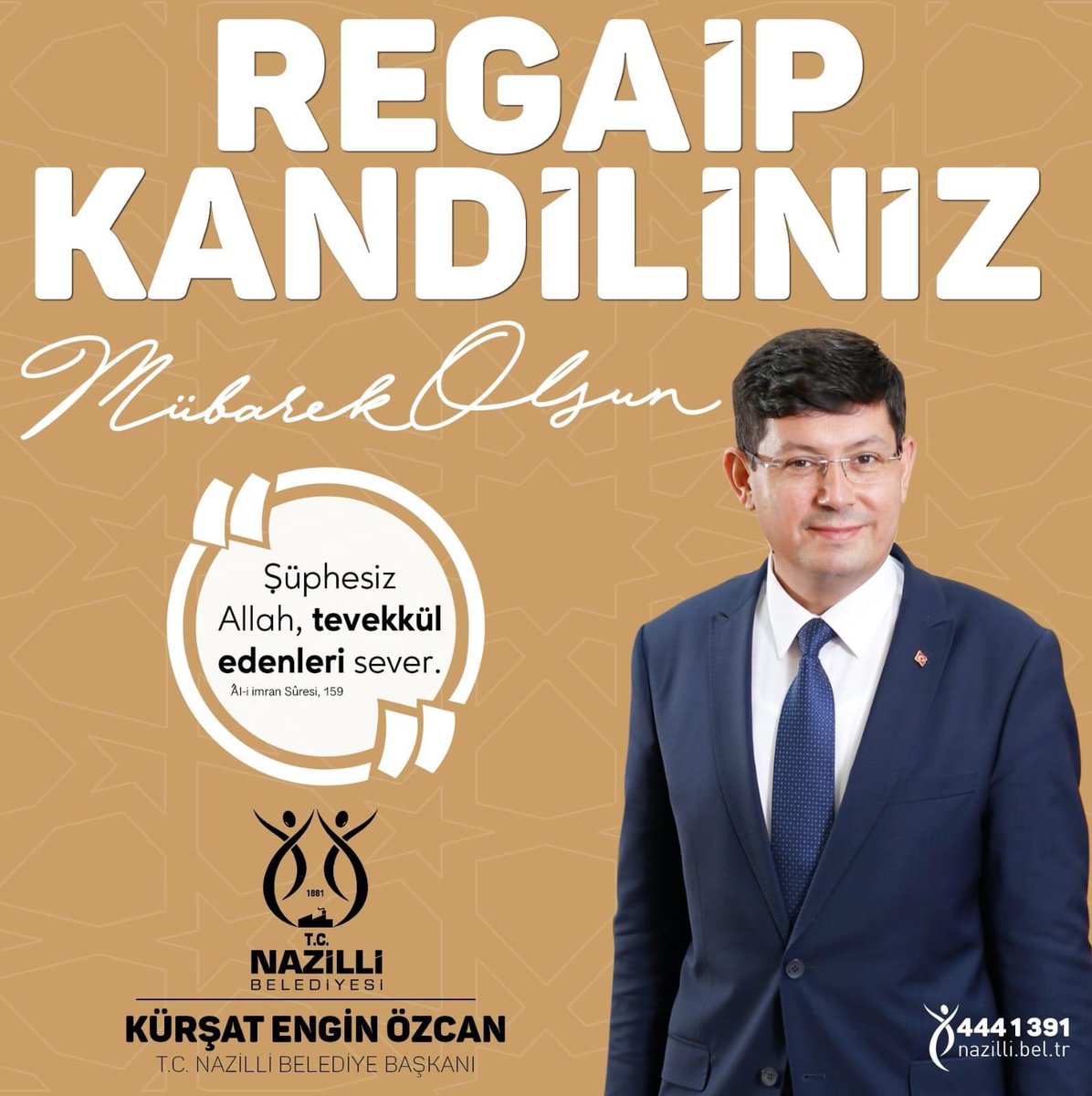 Dualarınızın kabul olması temennisiyle Mübarek üç ayların müjdecisi Regaip Kandili’ni en içten dileklerimle kutluyor; ülkemize, milletimize ve tüm İslam alemine sağlık, mutluluk, huzur ve hayırlar getirmesini Cenab-ı Allah'tan niyaz ediyorum.