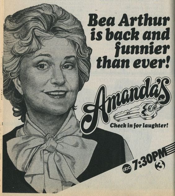 FrankMalfitano's tweet photo. FORGOTTEN TV SHOWS: AMANDA’S, 1983 ABC #Amandas #tvshow #sitcom #BeaArthur #hotel #FawltyTowers #1980s #ABC #SimoneGriffeth #TonyRosato #KevinMcCarthy #FredMcCarren #RickHurst #forgottentvshows https://t.co/6MBi4z0aVJ
