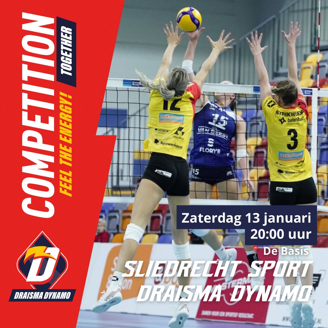 𝐂𝐎𝐌𝐏𝐄𝐓𝐈𝐓𝐈𝐎𝐍

Na een periode van rust mogen we weer aan de bak👊. Zaterdag reizen we af naar Sliedrecht voor onze wedstrijd tegen Sliedrecht Sport (@sliedrechtdames1).

🏟️ De Basis
📍 Sliedrecht
📆 13 januari 2023
🕙 20:00 uur 

#nevobo #volleybal #eredivisievolleybal