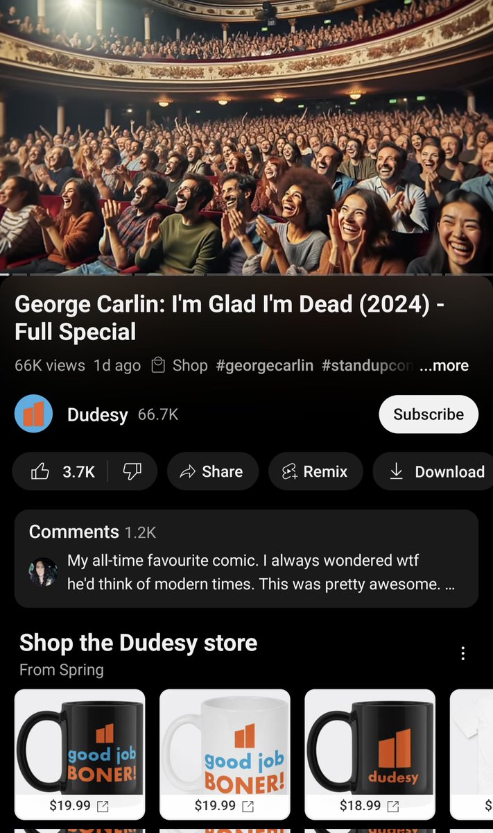 CentipedeMouse's tweet photo. There is an AI-generated George Carlin comedy special on YouTube, and it is but a brief vision of fresh Hells yet to come https://t.co/eO2jYH5IZn