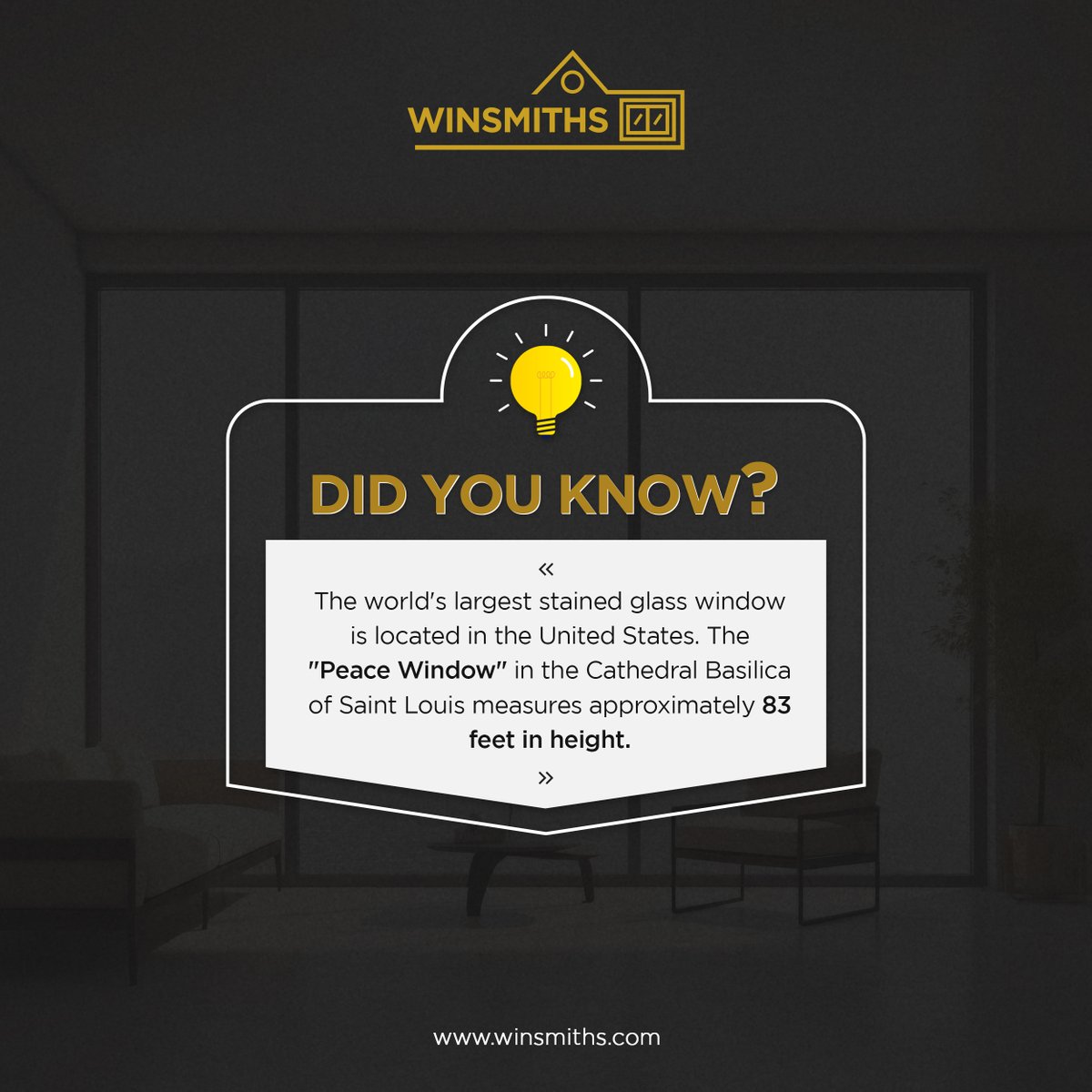 Winsmiths's tweet photo. Did You Know? The world's largest stained-glass window, The Peace Window, graces the Cathedral Basilica of Saint Louis in the US!
.
.
#winsmiths #windowsdoors #aluminiumdoors #Aluminiumwindows #upvcwindows #upvcwindowsanddoorsprovider https://t.co/M6pwBhcOrj