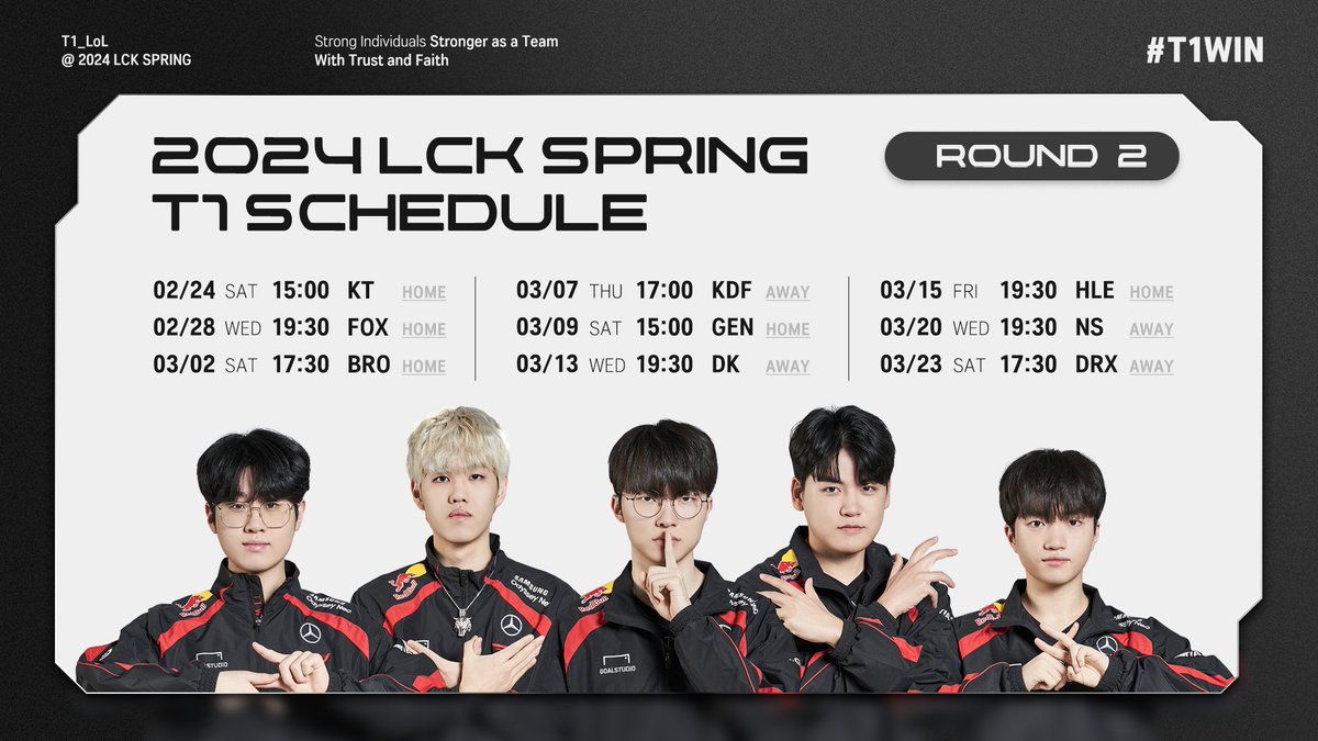 2024 LCK 스프링 스플릿 스케줄? 췤.✔
T1을 응원할 준비? 췤.✔

2024 LCK Spring Split schedule? Check.✔
Preparations to cheer on T1? Check.✔

#T1WIN #T1Fighting