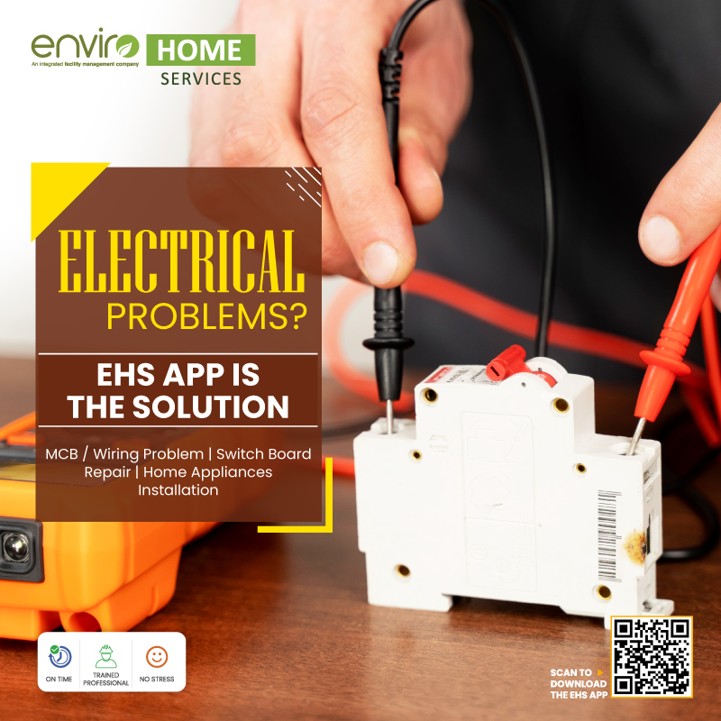 Put an end to recurring #ElectricalIssues.
Book #Professionals on the #EHSApp.

Call: 08069191911 or Download the App Now: envirohomeservices.com

#EnviroHomeServices #EHS #ServiceUnder90Mins #LocalServices #Electrical #ElectricalServices #Electrician #Technicians #FaultySockets