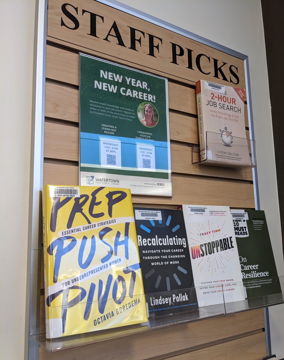 Spotted at Watertown Free Public Library in Massachusetts… Thank you @watertownpublib for making my book, PREP, PUSH, PIVOT, one of your staff picks!

And thank you Andy Robinson for sharing this photo 🙏🏾