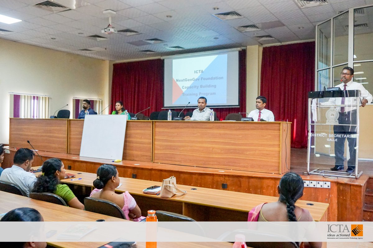 icta_srilanka's tweet photo. The six-day foundation Capacity Building training program, as part of the NextGenGov initiative, concluded successfully from the 22nd of November to the 21st of December 2023, at the District Secretariat - Galle.
#DigitalTransformation #LightingDigital #ICTA #IdeasActioned #LKA https://t.co/hPnp4n41LY