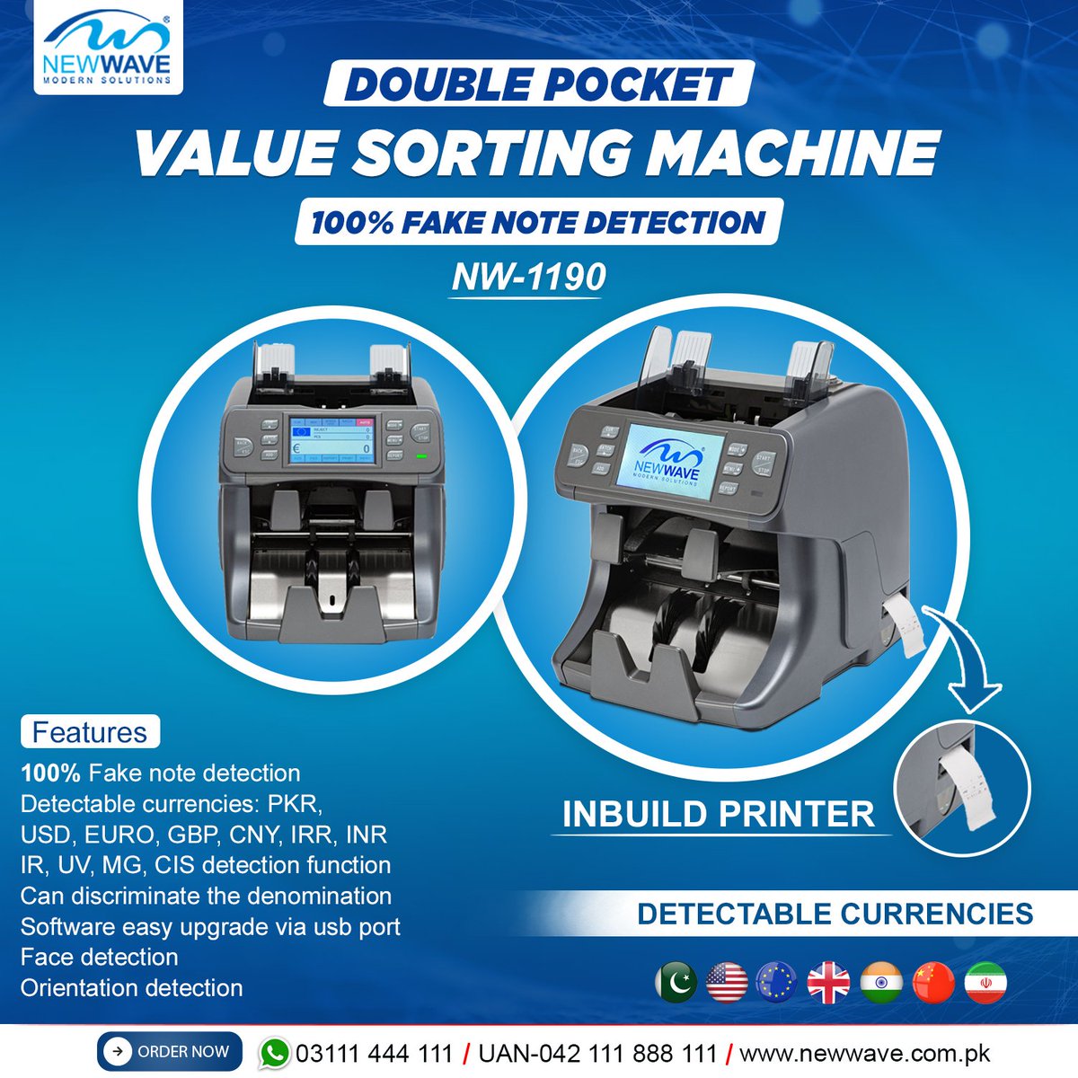 NewWave_MS's tweet image. Model no. NW-1190
(1+1 Pocket)
Sorting Function
Value counting machine
100% detect fake currency
✔️Shop Now / newwave.com.pk
✔️Call : 0333 3338845 / UAN.042 111 888 111
#nw1190 #cashcountingmachine #bill_counting_machine #moneycountingmachine #currency_counting
#newwave
