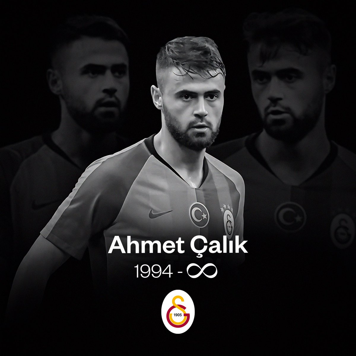 GalatasaraySK's tweet photo. Kalbimizdesin Ahmet... ♾️  

Elim bir trafik kazasında hayatını kaybeden eski futbolcumuz Ahmet Çalık'ı vefatının 2. yıl dönümünde rahmetle ve özlemle anıyoruz. https://t.co/JcwJVxTJDf