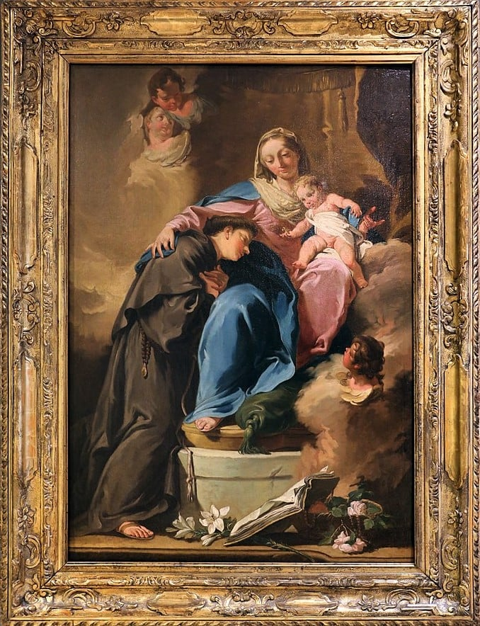 Giambattista Pittoni, Madonna con il Bambino e Sant'Antonio da Padova, 1740. Olio su tela. Fontanellato (Parma), Collezione Franco Maria Ricci.