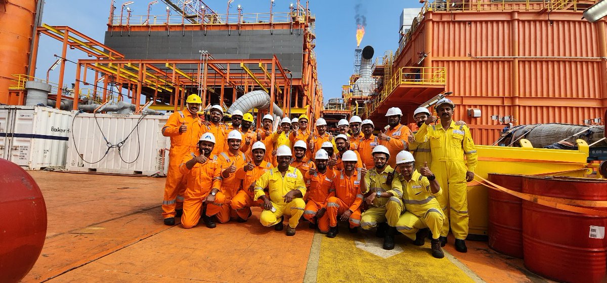 ONGC_'s tweet photo. In the heart of the Bay of Bengal, the dedication and perseverance of #ONGCians have birthed a beacon of hope for #India's #energy future. 🇮🇳
The successful commencement of the  "First Oil" from the deep waters of #ONGC's KG-DWN-98/2 Block is a celebration of courage, innovation, and unwavering commitment. 
As the first droplets of oil emerge, they carry with them the untold stories of hard work, late nights, and the collective dream of building an energy #AatmanirbharBharat. 
Today, we salute the heroes at ONGC whose passion fuels our nation's progress. 

#IndiaEnergyWeek2024 | #YouAreEnergy | #EnergyToHeal | #EnergyNowAndNext