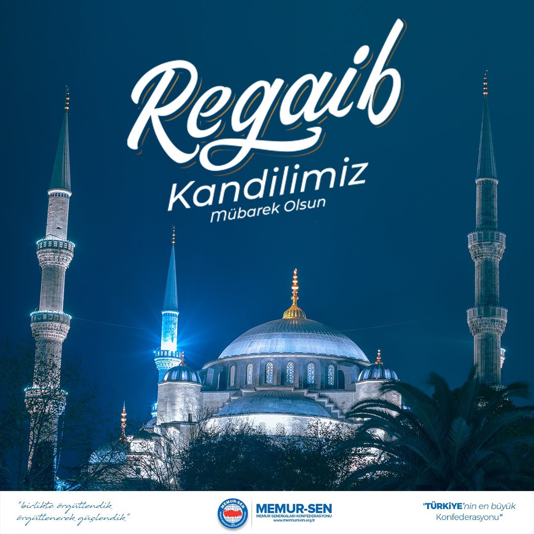 "Biliniz ki gönüller ancak Allah'ı zikrederek huzur bulur."
(Ra'd, 28)

Mübarek üç ayların başlangıcı olan Regaib Kandiline kavuşmanın sevincini yaşıyoruz. Tüm İslam aleminin “#RegaibKandili”ni tebrik ediyor, hayırlar getirmesini Allah'tan niyaz ediyorum.